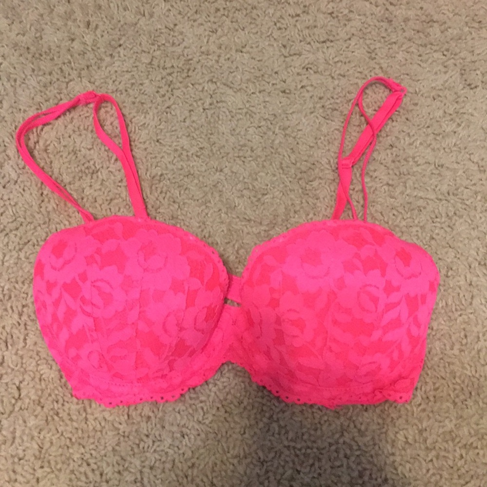 Bright Pink Push-Up Bra 32C